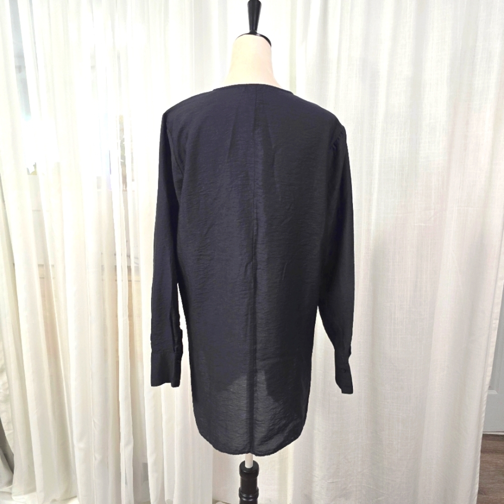 2/$30 Worthington Black Lyocell Tunic Womens Size XL Long Sleeve Lagenlook - Picture 4 of 12